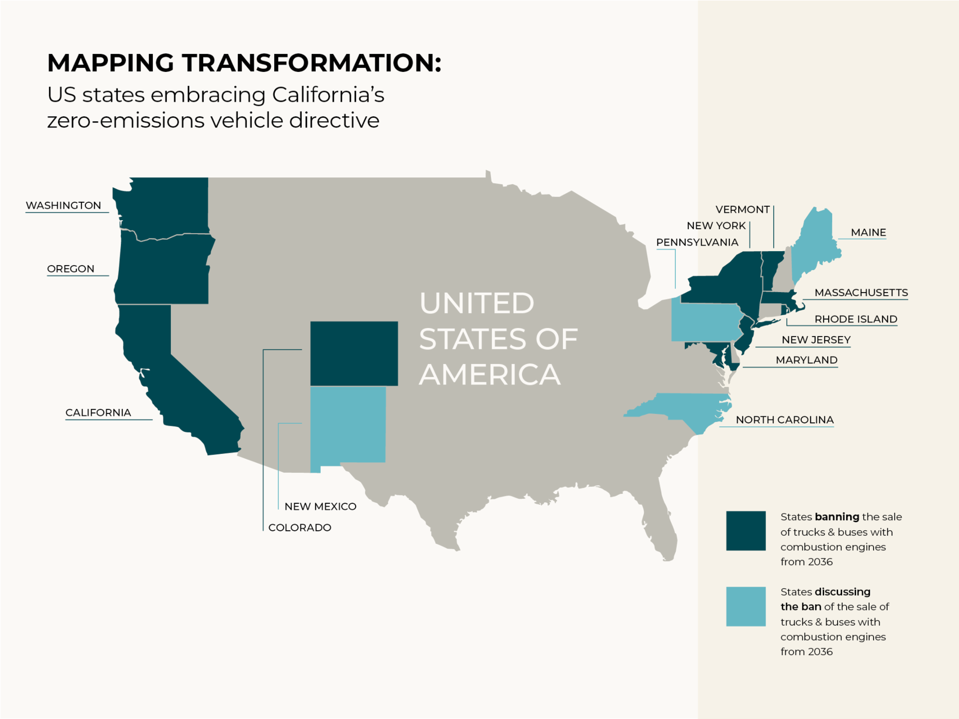 Mapping Transformation An overview of US states that are following California's zero-emissions vehicle directive