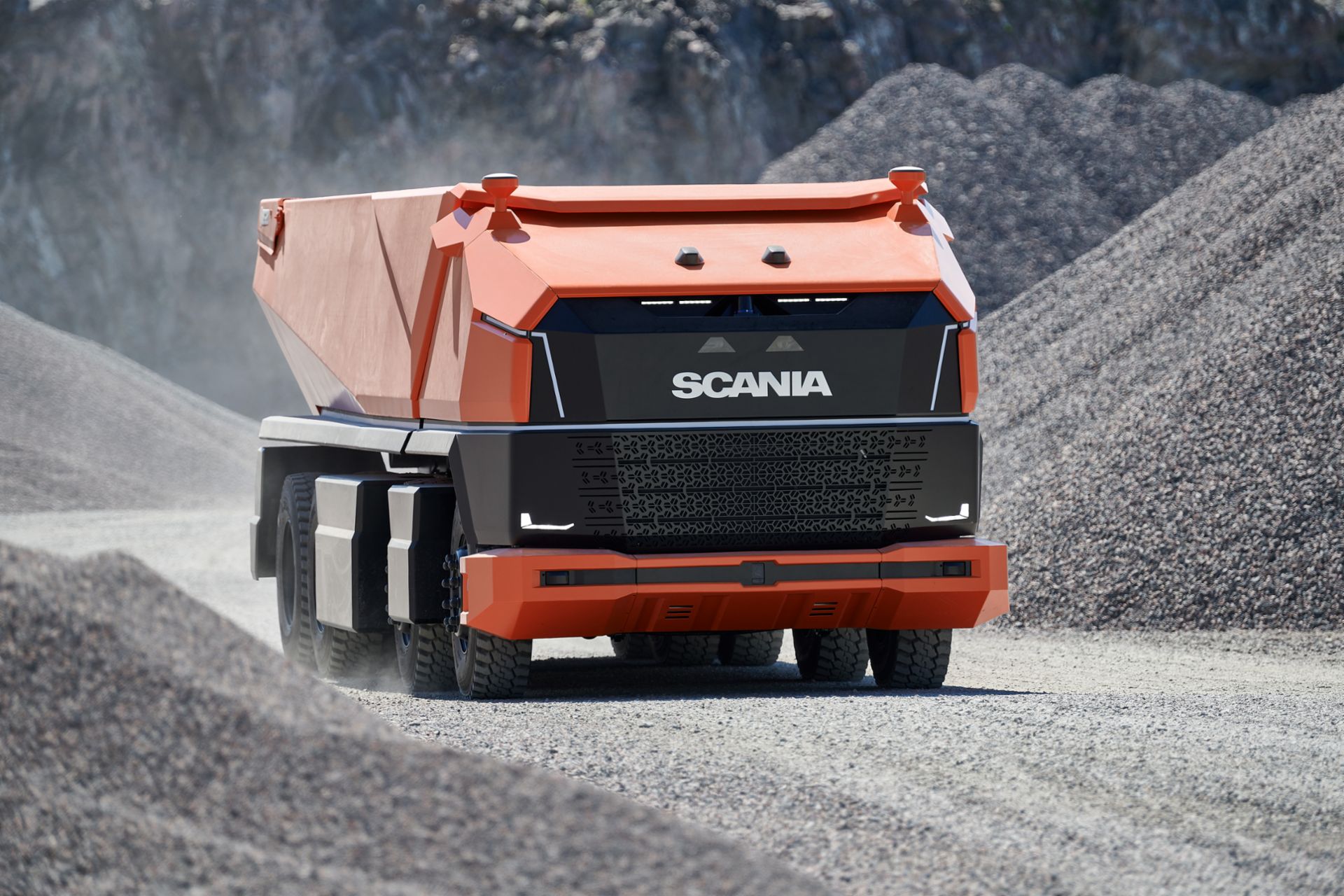 Scania AXL The Scania AXL autonomous concept vehicle in an excavation pit.