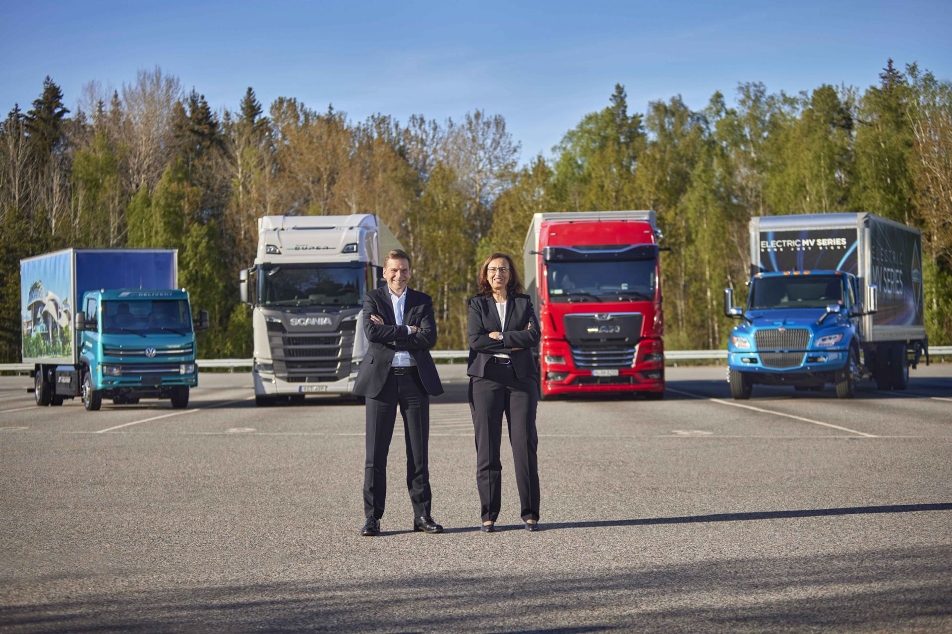 Christian Levin, CEO of the TRATON GROUP and Annette Danielski, CFO of the TRATON GROUP at the TRATON Capital Markets Day in Södertälje, Sweden 2022.
                 